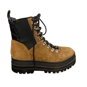 Marc Fisher Plune Suede Leather Lace-Up Lug Sole Platform Boots Size 9 NEW